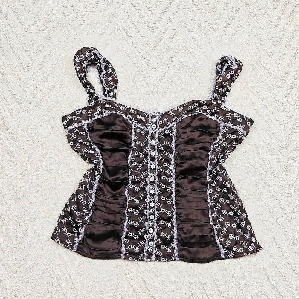 Y2K Bebe Silk Floral Embroidered Fairygoth Corset